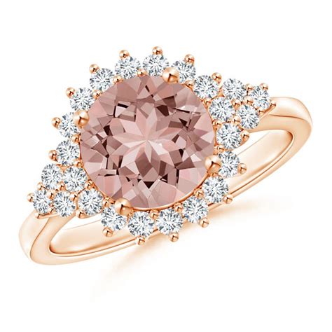 Classic Morganite Engagement Ring With Floral Halo Angara