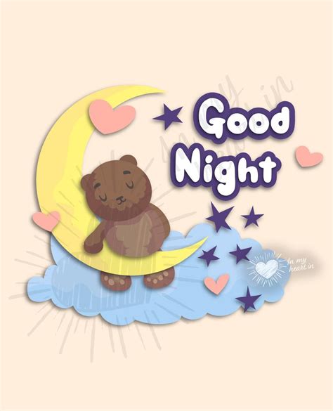 Good Night With Teddy Bear And Moon Good Night Teddy Bear Good Night