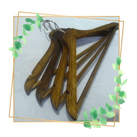 Jual Hanger Kayu Dewasa Natural Harga 1 Pak Isi 3 Anger Baju Aesthetic