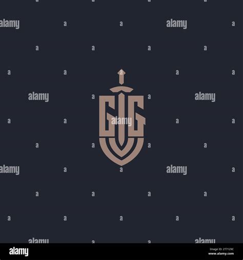 Gg Logo Monogram With Sword And Shield Style Design Template Vector