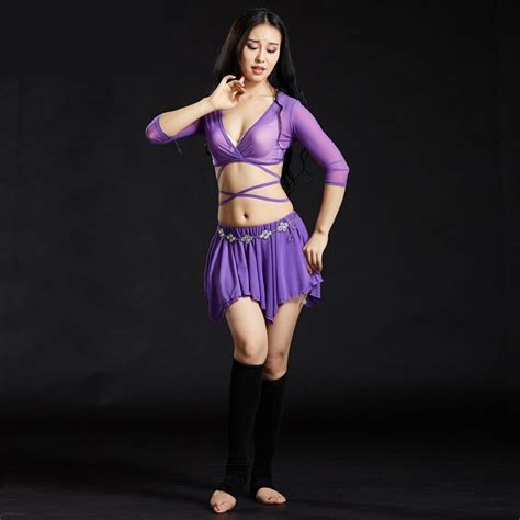 Trajes De Danza Del Vientre Conjunto De 2 Piezas Blusa De Malla