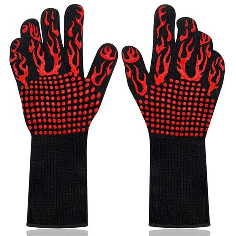 Bbq Gloves 1472°f Heat Resistant Grilling Gloves Non Slip Oven Gloves