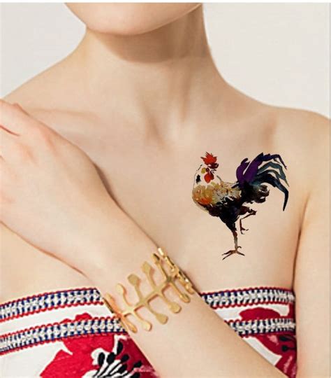 TEMPORARY TATTOO Watercolor Rooster Various Patterns - Etsy