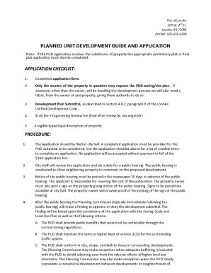 Fillable Online Planned Unit Development Guide And Application Fax