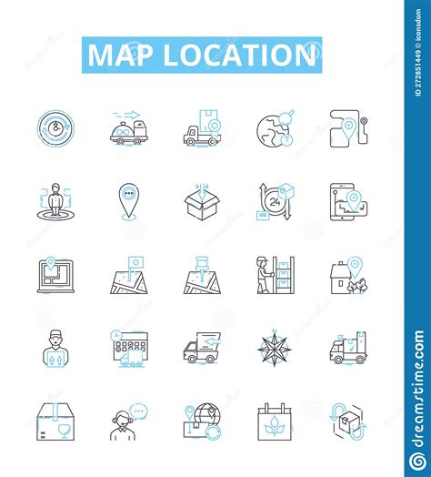 Map Location Vector Line Icons Set Map Location Coordinates