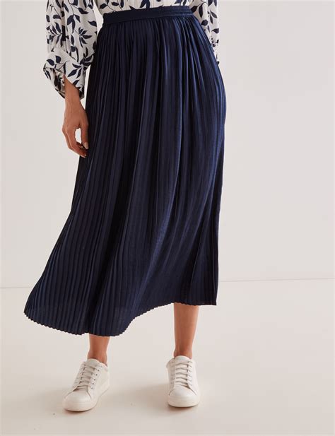 Whistle Pleat Satin Midi Skirt Midnight Skirts