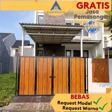 Jual Pintu Pagar Pager Gerbang Rumah Minimalis Besi Kayu Modern Wood