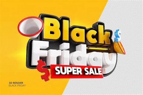 Premium PSD Black Friday Super Sale 3D Render Label Template