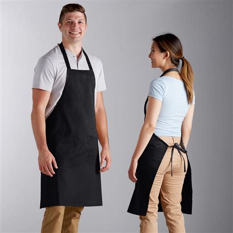 Black Apron Full Length Black Bib Apron With Pockets