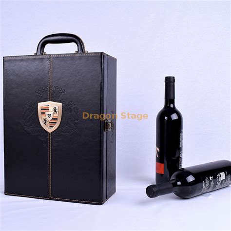 Pu Leather Wine Box For Two Bottle With Hot Stamp Logo From China Manufacturer Dragon Stage