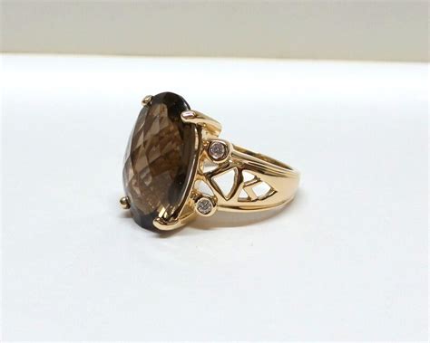 Smokey Topaz Ring 14k Gold Smokey Topaz Ring Topaz And Diamond Ring