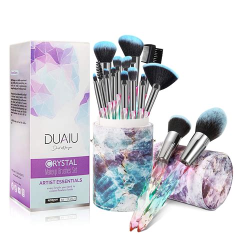 Pinselset Makeup Duaiu Make Up Pinsel Set 15 Stück Premium Synthetische Borsten Kristallgriff