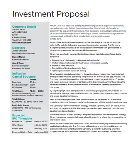 FREE 24 Sample Investment Proposals In PDF MS Word Google Docs Pages