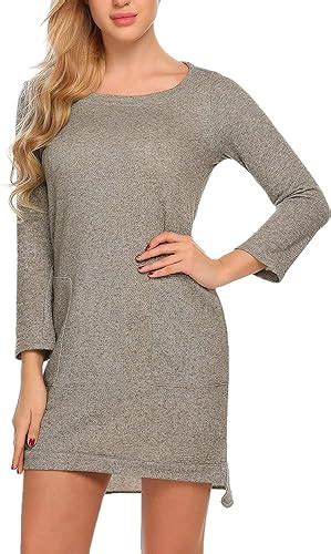 Hulday Damen Pullover Kleid Sweatkleid Longpullover Langarmshirt