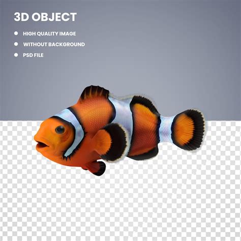 Peixe palhaço laranja modelo 3d PSD Premium