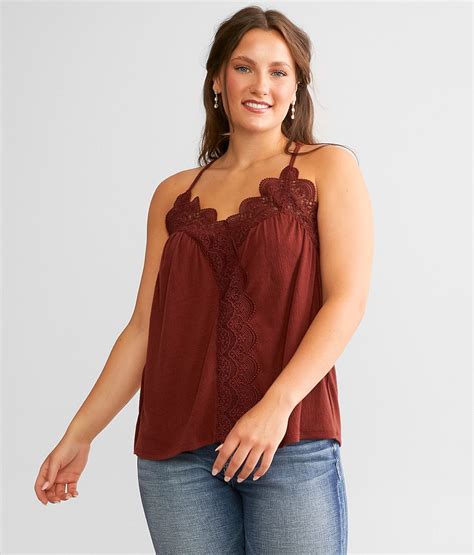 Daytrip Crochet Lace Trim Tank Top Women S Tank Tops In Madder Brown Buckle