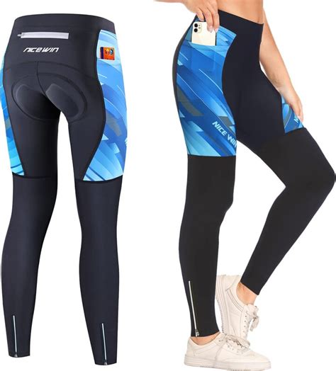 Nicewin Women Padded Cycling Tights With Pockets Breathable Long