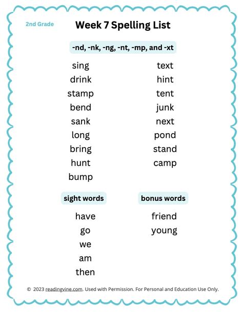 Grade 2 Spelling Words with Themed Spelling Lists - Worksheets Library