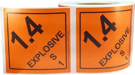 Hazard Class 1 D O T Explosives 1 4s Hazmat Labels 4x4 Inch Square 500 Adhesive Labels