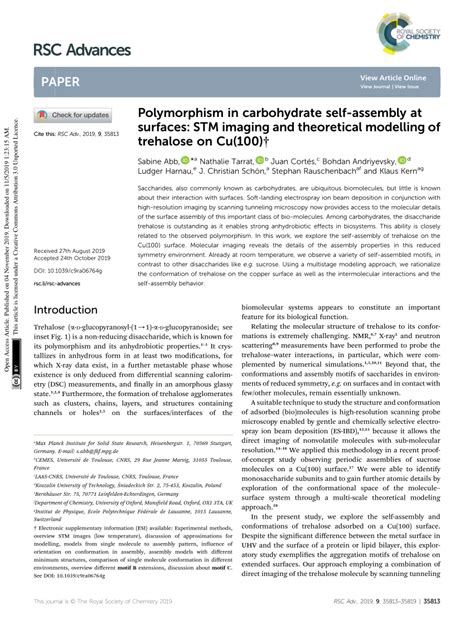 Pdf Polymorphism In Carbohydrate Self Assembly At Surfaces Stm