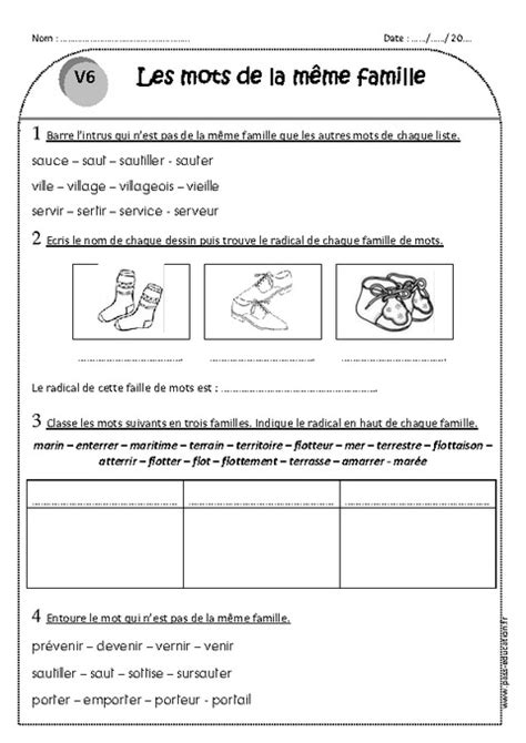 Mots De La M Me Famille Ce Exercices Avec Correction Pass Education