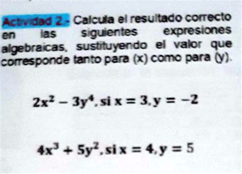 Solved Actividad Calcula El Resultado Correcto En Las Siguientes