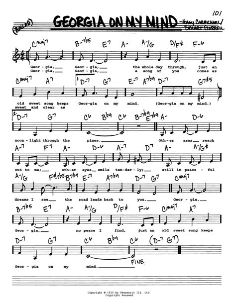 Georgia On My Mind Low Voice By Ray Charles Low Voice Digital Sheet Music Sheet Music Plus