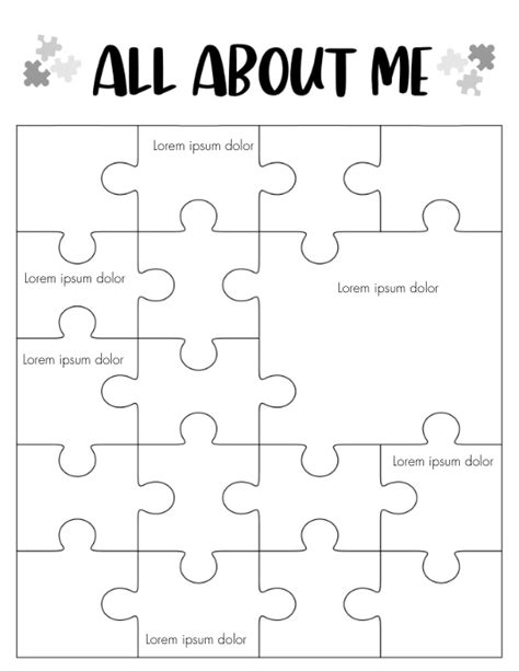 Copy Of Puzzle All About Me Editable Postermywall