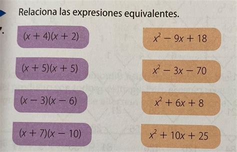 Relaciona Las Expresiones Equivalentes Brainly Lat