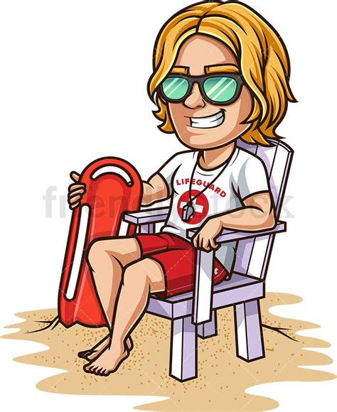 Male Lifeguard Standing Cartoon Vector Clipart Friendlystock