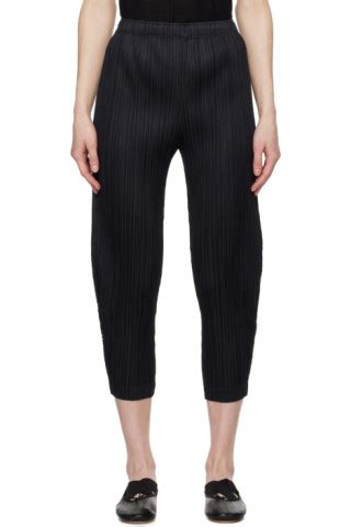 Black Thicker Bottoms Trousers By Pleats Please Issey Miyake On Sale