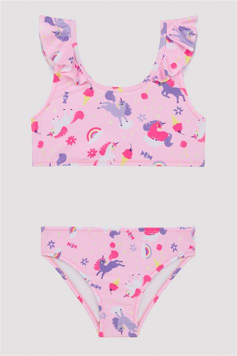 Penti Kız Çocuk Unicorn Desenli Fırfırlı Halter Bikini Takımı Fiyatı Yorumları Trendyol