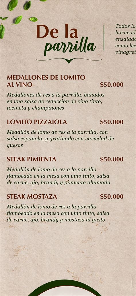 Carta Del Restaurante Chalet Suizo Park Way Bogot Cra A