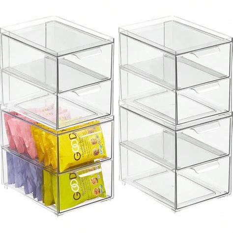 Stackable Storage Containers Box With 2 Pull Out Drawers Stacking