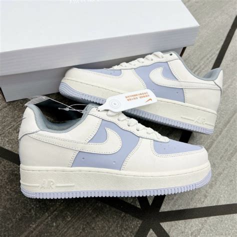 Nike Air Force 1 Cream Taro Sneakers Af1 In White Blue And Cream