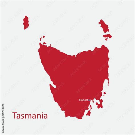 Tasmania map with capital Hobart, Vector illustration. Stock Vector ...