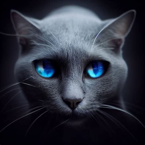 Prompthunt Portrait Of Grey Cat With Blue Eyes Who Crying Fantasy