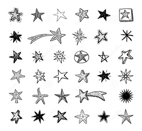 Stars Doodles Star Doodle Hand Drawn Vector Illustrations Shooting