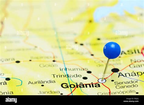 Goiania pinned on a map of Brazil Stock Photo - Alamy