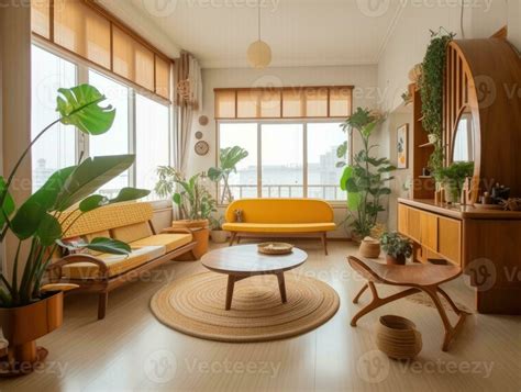 Yellow Japanese style living room with wooden decoration. 24957539 Stock Photo at Vecteezy