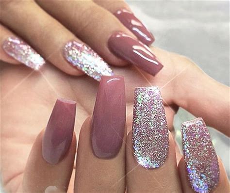 30 Elegant Purple Glitter Coffin Nails Inspirations Tips Tapered