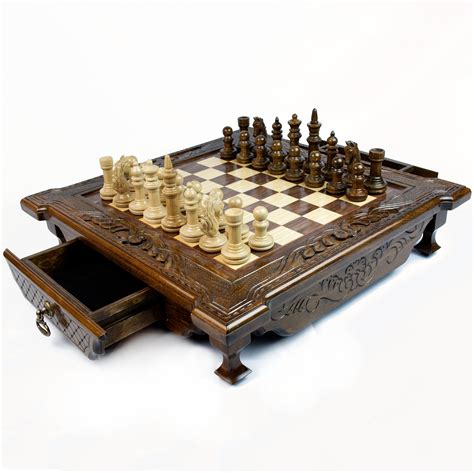 Big Chess Set With Storage Large and Premium Carved Chess Exclusive ...