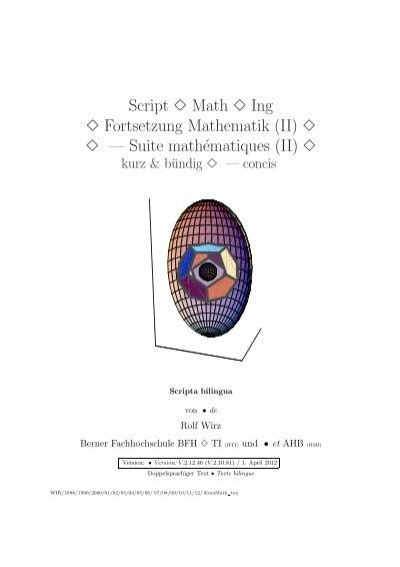 Skript Mathematik II Mathématiques II d f Rowicus