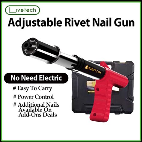 Livetech Adjustable Nail Gun Manual Steel Nails Gun Rivet Tufting Nail