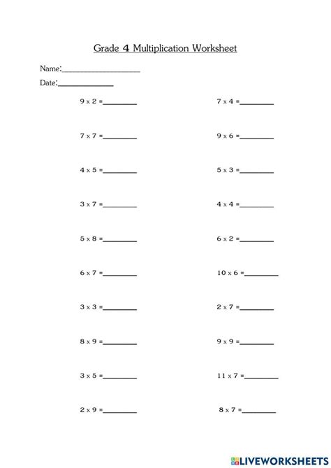 2313881 Grade 4 Multiplication Worksheet Samairam