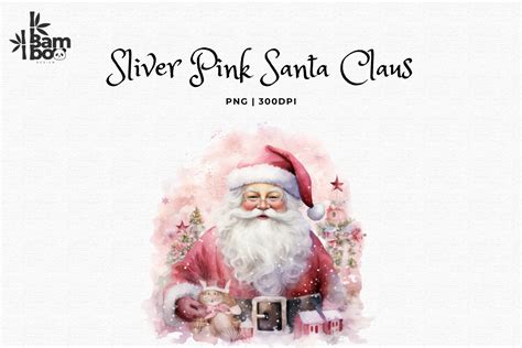 Watercolor SliverPink SantaClaus ClipArt Graphic By Bamboo Design