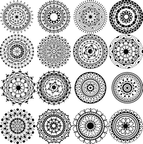 Un Ensemble De Beaux Mandalas Et Des Cercles De Dentelle Banque D