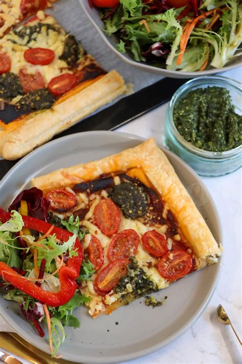 Pesto Cheese And Tomato Puff Pastry Tart Janes Patisserie