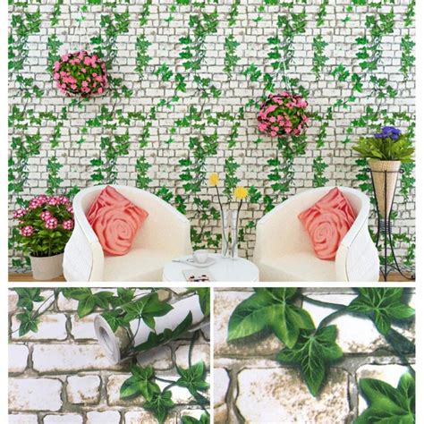 Jual Wallpaper Dinding Motif Bata Daun Putih M X Cm Shopee Indonesia