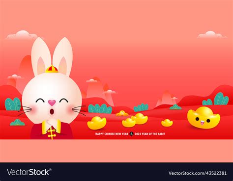 Happy Chinese New Year 2023 Rabbit Greeting Card Vector Image